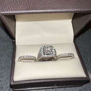Real Diamond Ring 3 Set 4.09 carats size 4.5 14k white gold PENDING